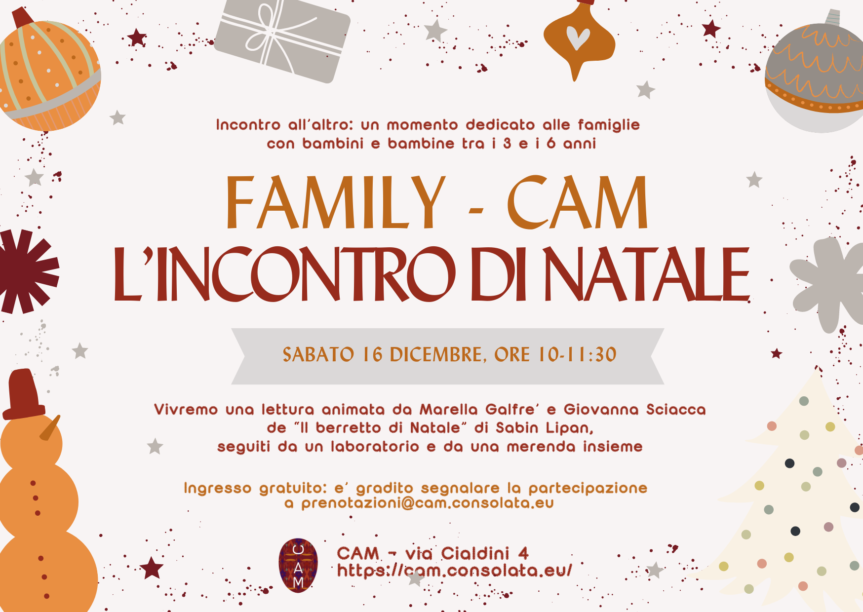 Locandina del Family-CAM, l'incontro con le famiglia a Natale